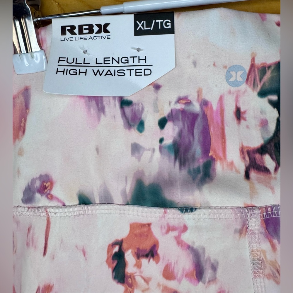 RBX High Waisted Full Length Leggings - Pink and Purple Abstract - Picture 2 of 6